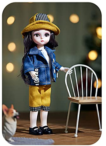 Watreketal Bewegliche Gelenke für Puppen, 30 cm, Make up, Anziehpuppen, niedliche Blaue Augapfelpuppen mit modischem Kleid für Mädchen, Spielzeugpuppe mit Kugelgelenk