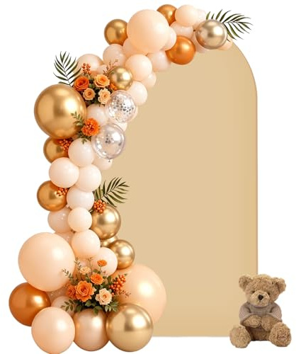 Fond d'Arc en Ciel – Toile de fond double face pour mariage avec partie supérieure arrondie, fond photo idéal pour mariage, anniversaire, cérémonie, fête et décoration de banquet (Kaki, 1,2x2,2m)