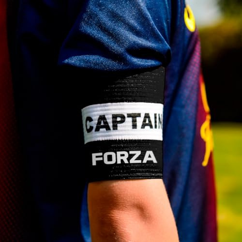 FORZA Captains Armbands – Adult & Junior Elastic Sport Arm Band for Football, Rugby & More [7 Colour Options] (Black, Junior)