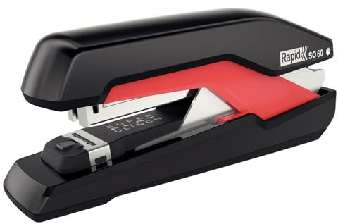 Rapid 5000553 Tacker Super Flachheftgerät (60 Blatt, Mühelos, Omnipress, Hochwertiges Ergonomisches Gehäuse, Inkl. Heftklammern, SO60) schwarz/rot