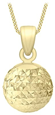 Carissima Gold 9 ct Gold 8 mm Diamond Cut Ball Pendant Necklace of Length