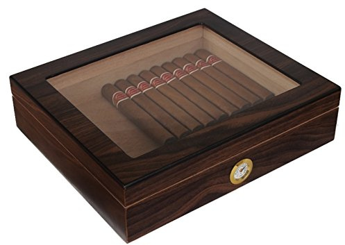 Lifestyle-Ambiente Humidor Wood-Editon Sichtfenster Polymerbefeuchter inkl Tastingbogen