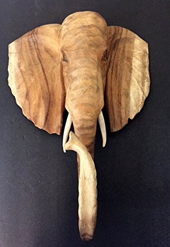 OMA Elephant Head Mask Wall Hanging Decor Wood Carved Elephant Mask Wall Sculpture For Luck & Fortune Home Decor And Gift - X Large Size