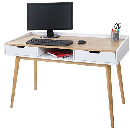 Mendler Schreibtisch HWC-A70, Computertisch Bürotisch, 120x55cm MDF Esche-Optik