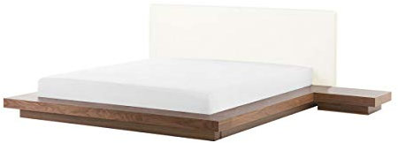 Supply24 since 2004 Designer Bett Japan Stil Japanisches Holzbett Optik flaches massives Futonbett mit Lattenrost/Lattenrahmen günstig (Braun, 180x200)