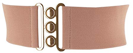 FASHIONGEN - Damen Breiter elastische gürtel, GLORIA - Rosa (Goldenschnalle), Medium / 38 bis 41