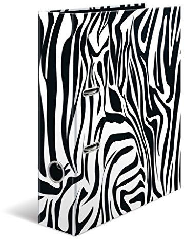 Herma-motivmapp DIN A4 djurtryck, set med 10, 7 cm bred, tillverkad av robust kartong i djurdesign, ringmapp, brevmapp, 10 mappar. A4 Zebra