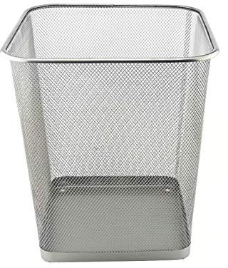 D.RECT Poubelle Bureau 18L - Corbeille Papier en Treillis Métal Maille, Corbeilles pour Bureau, Chambre, Poubelle Metal - Argent