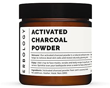 Erbology Carbone Attivo in Polvere 50g - Sbiancamento dei Denti - Aggiungi a Maschere Viso, Dentifricio e Impacchi per il Corpo per un’Esfoliazione Naturale - Aiuto Digestivo Naturale - Vegano
