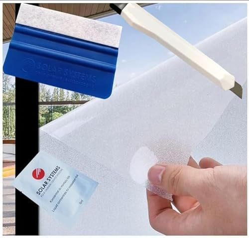 Solar Systems Selbstklebende Fensterfolie Sichtschutzfolie Milchglasfolie - Anti-UV Fensterschutzfolie mit Montagesatz für Büro, Badzimmer - Gewährleistet Diskretion - Weiße Matt (50x100cm)
