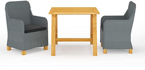 vidaXL Gartenmöbel Set 3-TLG. Gartengarnitur Gartenset Sitzgarnitur Sitzgruppe Gartentisch Esstisch Gartenstuhl Gartensessel Tisch Stühle Hellgrau