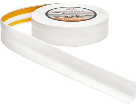 Quest Weichsockelleiste Selbstklebend - 30 mm x 30 mm - Knickleiste, Abschlussleiste für Küche, Badezimmer -Dichtungsband - PVC, Flexibel, Wasserdicht, Dekorativ - 25 Meter, Weiß