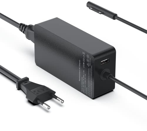 Surface Pro Ladegerät 65W 15V 4A Microsoft Surface Laptop Netzteil für Surface Pro 8/7/7+/6/5/4/3/X, Surface Laptop /4/3/2, Surface Go 3/2, Surface Book 3/2, 1706 1796 1800 Netzkabel mit 5V USB Port