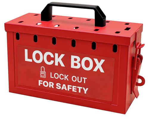 Boviisky Lockout Tagout Group Lock Box,Portable Red Loto Group Box with 12 Locking Holes,Big Premium Lock Box for OSHA Compliant Group Loto Procedures,8001