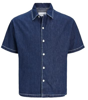 JACK & JONES JJIPALMA JJRESORT Shirt S/S WI 871, Blue Denim, M