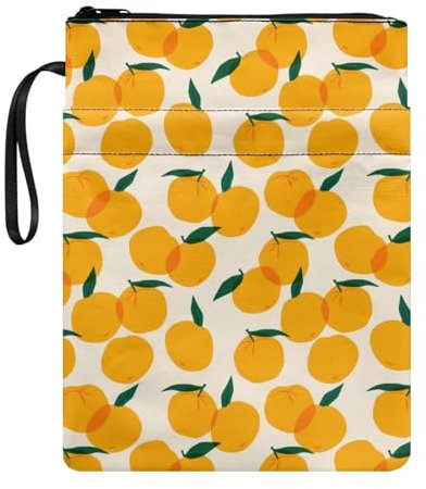 NETILGEN Buchhülle für Taschenbuch, Lehrbuch, Dekoration, Buchhüllen für Buchliebhaber, waschbar, Buchtasche mit Reißverschluss, für Teenager, Kinder, Erwachsene, NET-CZ25, Orange Print