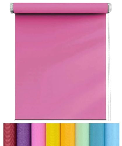 Thermorollo Verdunkelungsrollo 30 x 90 cm ohne Bohren Balkon Sichtschutz Rollo Verschiedene Größen verfügbar geeignet für büro, Rosa