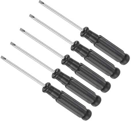 CoCud Mini Tournevis Fendu, Taille 2,5 mm, Longueur 93 mm, Tournevis à Tête Plate en Acier au Carbone avec Poignée Noire Antidérapante - (pour Lunettes, Montre), 5 Pièces