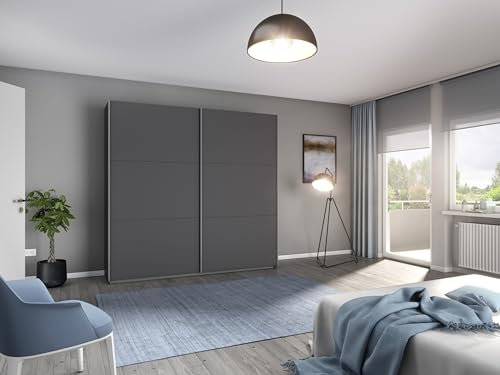Schwebetürenschrank >Aurelia< in grau metallic - 218x210x59 (BxHxT)