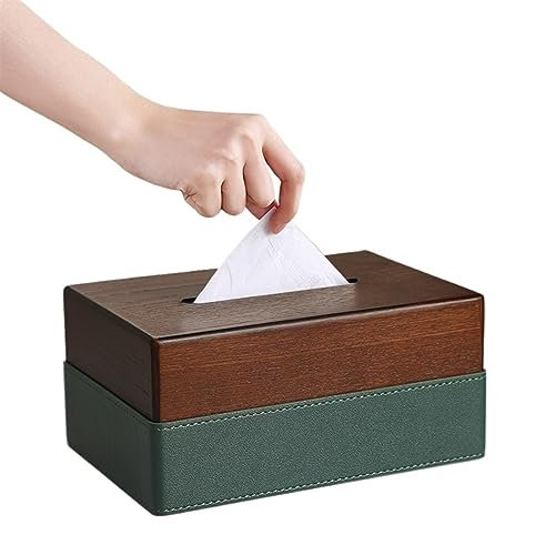 Kosmetiktücher Box Hölzerne Saugbox, Haushalts-Desktop-Taschentuchbox aus Leder, Restaurant-kreative Toilettenpapier-Aufbewahrungsbox für Esszimmer Badezimmer Schlafzimmer(A)