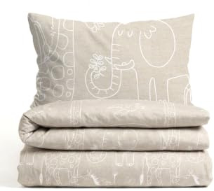 biberna Premium Melange-Flanell Bettwäsche 100x135 cm beige | Biber 2-teilig mit Kissenbezug 40x60 cm | 100% Baumwolle | wärmend & weich | Reißverschluss | Kinderbettwäsche | Tiere | Modell 0840520