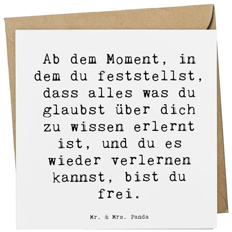 Mr. & Mrs. Panda Geburtstagskarte Spruch Erleuchtung und Freiheit - Geschenk, Inspiration, Gutscheinkarte, magischer Moment, Dankeskarte, inneres Licht, Emotionen, Emotionale Produkte, Glückseligkeit