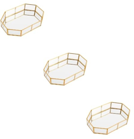 AOKWAWALIY 3 st förvaringsskål för smycken kosmetisk förvaring make-up ringhållare serveringstallrik tvättställ parfym bricka smyckesskål smyckesförvaring dessertbricka skrivbord tvättställ glas
