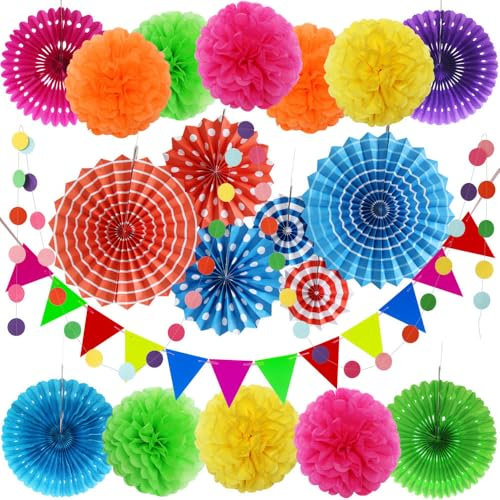DFLINGA 20 stücke Bunte Set Falten Papier Fan Tissue Pompom Für Baby Mädchen Geburtstag Party Favor Kinder Junge Bar Mitzvah Hochzeit Event Decor