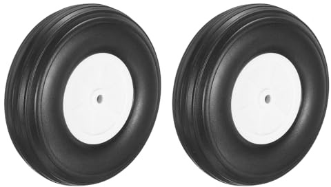 sourcing map 2 Pcs RC Airplane Wheels, 4.3 Inch OD RC Plane Parts Wheels Model Airplane Light PU Sponge Tire Tail Foam Wheel for DIY RC Model Plane Aircraft