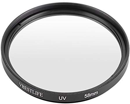 VBESTLIFE Lente de Filtro UV Ultradelgado Filtros de Protección de Cámara Ajuste Universal de Alta Transmitancia para Cámaras DSLR (58MM)