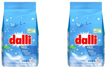 dalli® med Vollwaschmittel-Pulver I 36 Waschladungen I speziell geeignet bei Allergien und empfindlicher Haut | weiße Wäsche | 2 x 1,215 kg