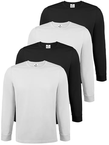 ALPIDEX Långärmad T-Shirt Herr 4 Pack Bomull Long Sleeve S-5XL | 200 g/m², Rund Hals, Enfärgad, Regular Fit, OEKO-TEX, Andningsbar, Fritid, Vardag, Longsleeve, Lång Ärm, 100% Bomull