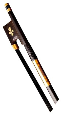 Geigenbogen zum Spielen Geigenbogen aus schwarzer Kohlefaser 4/4-Rundstab Ebenholz Frosch Blumenschnitzerei schwarzer mongolischer Rosshaarbogen mit guter Balance