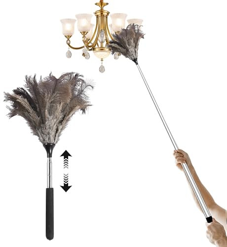 Spolverino telescopico estensibile con piume di struzzo – Pulisci soffitti alti, luci e armadi (115 cm)​