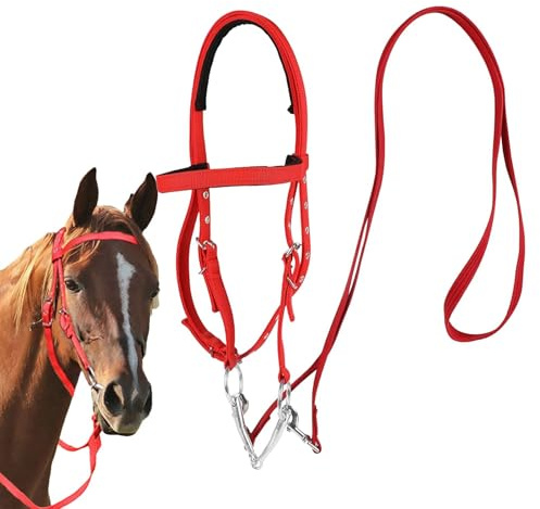Halter Halter Bridle, brida de caballo | Trail Riding Horse Snaffle | Cuerda de banda de nariz equina ajustable para montar en senderos, riendas de snaffle ecuestres