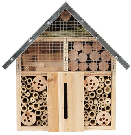 GREOHNMPAW Insektenhotel Aus, Insektenhaus Aus Naturholz, für Bienen, Schmetterlinge, Marienkäfer, Gartenunterstand, Gartendeko