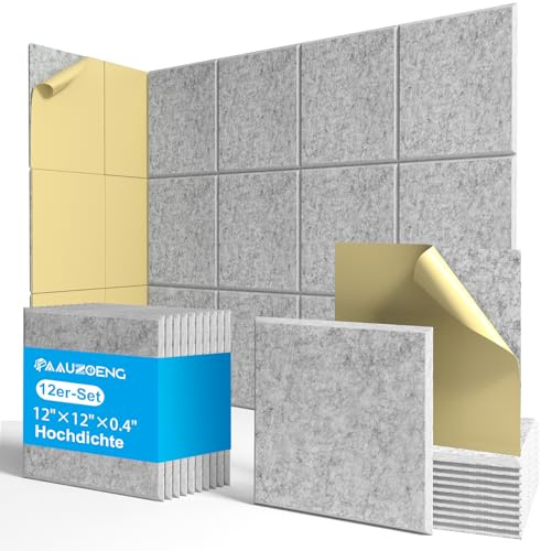 Panneaux Acoustiques Autoadhésifs 30x30cm • 12 Premium Panneaux Anti-Bruit 9mm • Kit Complet pour Studio Podcast/Home Cinéma/Salle de Streaming • Absorption Acoustique Immédiate (1,08m²)
