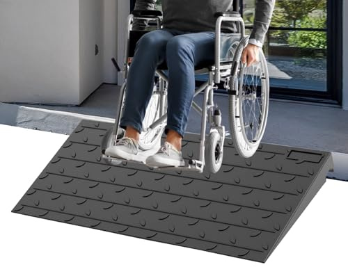 BESEA 3.5 inch Threshold Ramp Rubber Wheelchair Ramp, No-Slip Surface 3500 Lbs Load Capacity for Home Doorways Driveways Curb