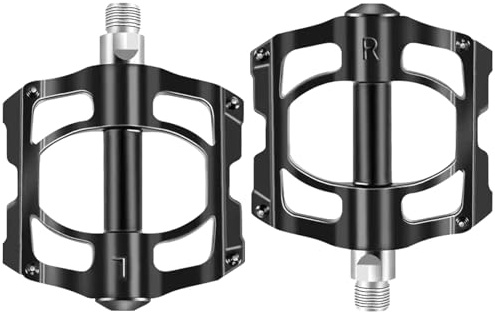 Ogetok Mountain Bike Pedals MTB Pedals Bicycle Flat Pedals, Universal Lightweight Aluminum Alloy Bicycle Platform Pedals with 16 Anti-Skid Nails & 4 Bearing for Road BMX MTB 9/16