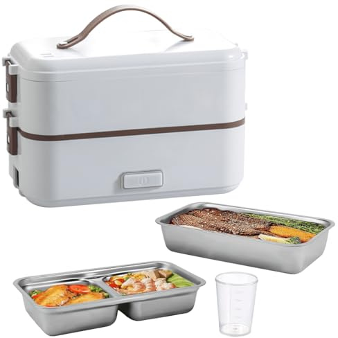 Proaustin Contenitore per il pranzo elettrico, scaldavivande portatile, 300 W più veloce per adulti e studenti, contenitore rimovibile in acciaio inossidabile, strato singolo