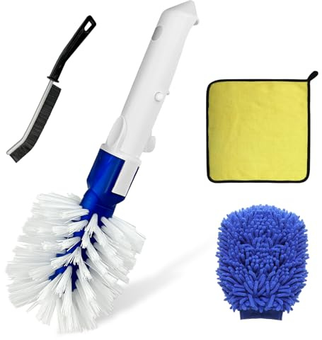 GZhaimai Juego de 4 cepillos de piscina, cepillo de esquina para piscina con guantes de limpieza, cepillo para juntas y paños de microfibra para limpiar la suciedad en piscinas, baños, esquinas