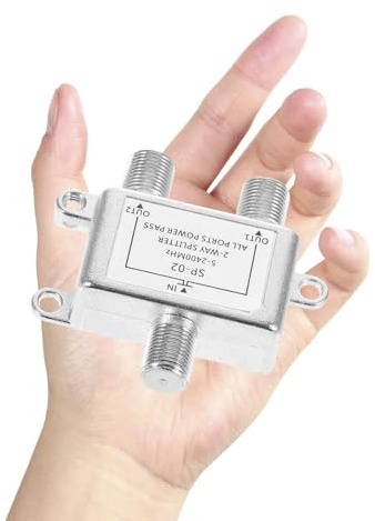 TEMPNAP Two Power Divider Coaxial Cable Splitter Tv Cable Aerial Use Splitter for Indoor Tv Signal Distribution Compatible and Catv Systems