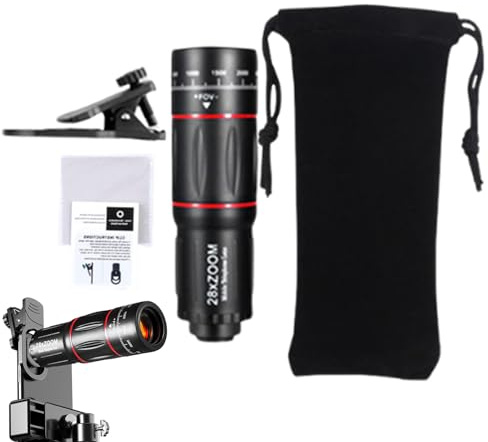 Zoomobjektiv für mobile Kameras, 18-faches Teleobjektiv, kompaktes externes Telefon-Fotografie-Werkzeug, multifunktionaler optischer Zoom-Kamera-Aufsatz für Konzerte, Sportspiele, Natur, tägliche