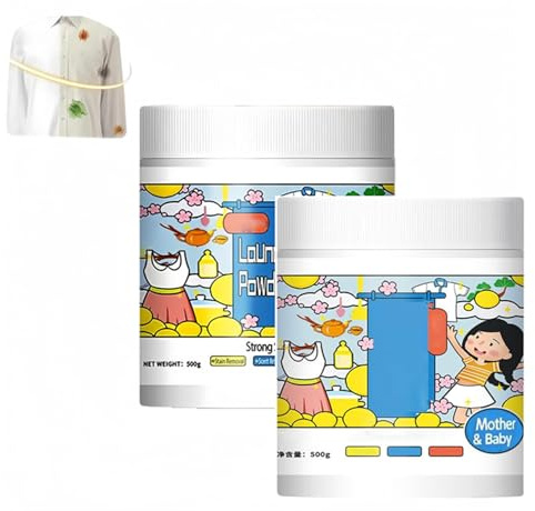 Concentrated Strong Stain Remover Powder for Clothes 500g,Natural Oxygen-based Laundry Booster and Stain Remover, Concentrated Laundry Detergent,Removes Milk Sweat Oil Fruit Stains (2)