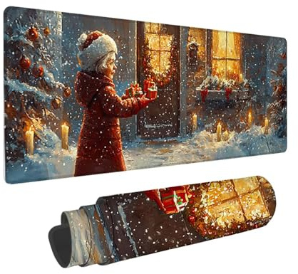 Tapis de Souris de Jeu, 800 x 300 mm XXL Tapis Souris Gaming Grand, Antidérapant Étanche, iExtended Long Clavier Mouse Pad XXL, Accessoire Bureau, pour Gamer, Ordinateur, PC (Noël) i-733