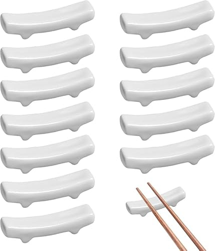 Chopstick Holder 12Pcs, White Ceramic Chopstick Rest, Porcelain Chinese Chopsticks Holder for Chinese Food, Home, Hotel, Resta Countertop Ornaments
