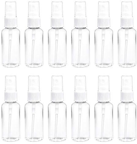 XRYIMYI 12PCS Vaporisateurs de 20 ml, Flacons Pulvérisateurs en Plastique Réutilisables, Spray Fine Brume pour Voyage, Maquillage, Soins de la Peau, Parfum, Format Compact et Portable