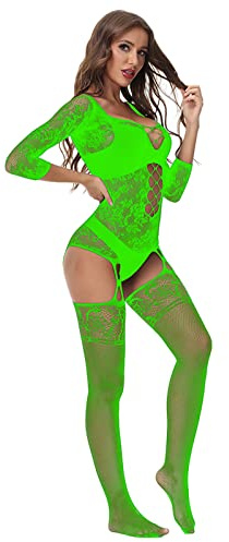 Générique Sexiga damunderkläder sovplagg nattkläder nätbody body babydoll underkläder, gRÖN, One Size