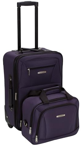 Rockland Fashion Softside 2 Piece Luggage Set, Expandable, (14 Tote/19 Upright), Purple