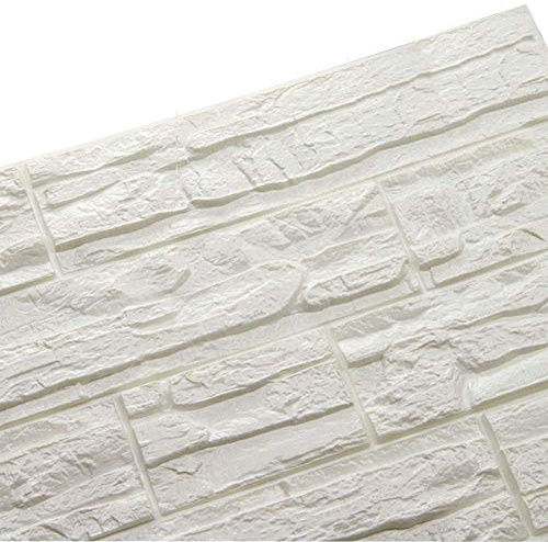 Ray-Velocity Paneles de Pared de Ladrillo, Papel Tapiz de Ladrillo 3D, Efecto Ladrillo de Piedra Paneles Decorativos Para Pared para Cocina, Dormitorio, Salón (Blanco, 36 Piezas)
